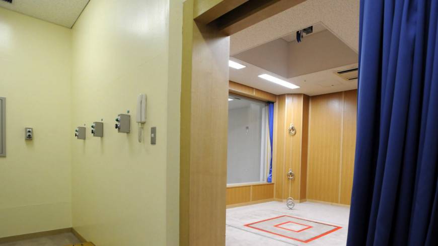 Death's door: Several buttons — one of which opens the gallows' trapdoor (right), executing condemned prisoners — are seen at the Tokyo Detention House in August 2010.