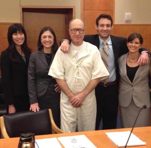 George Souliotes and his legal team (from left): Orrick Attorney Shannon Leong, NCIP Legal Director Linda Starr, George Souliotes, Orrick Attorney Jimmy McBirney and former Orrick Attorney Megan Crane
