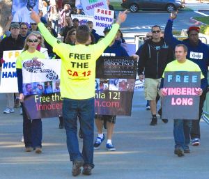 Justin Brooks leading the march.