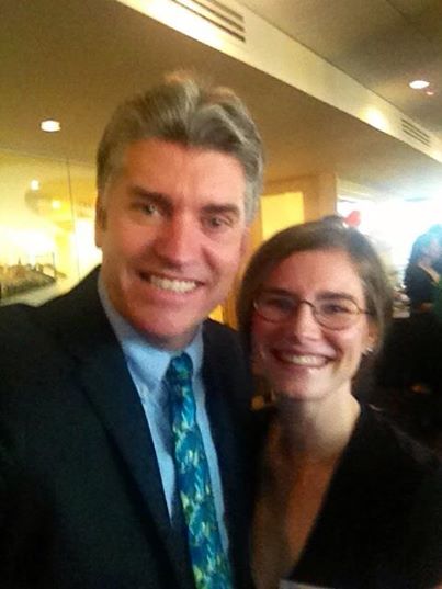 Justin Brooks and Amanda Knox at the launch party of the Oregon Innocence Project